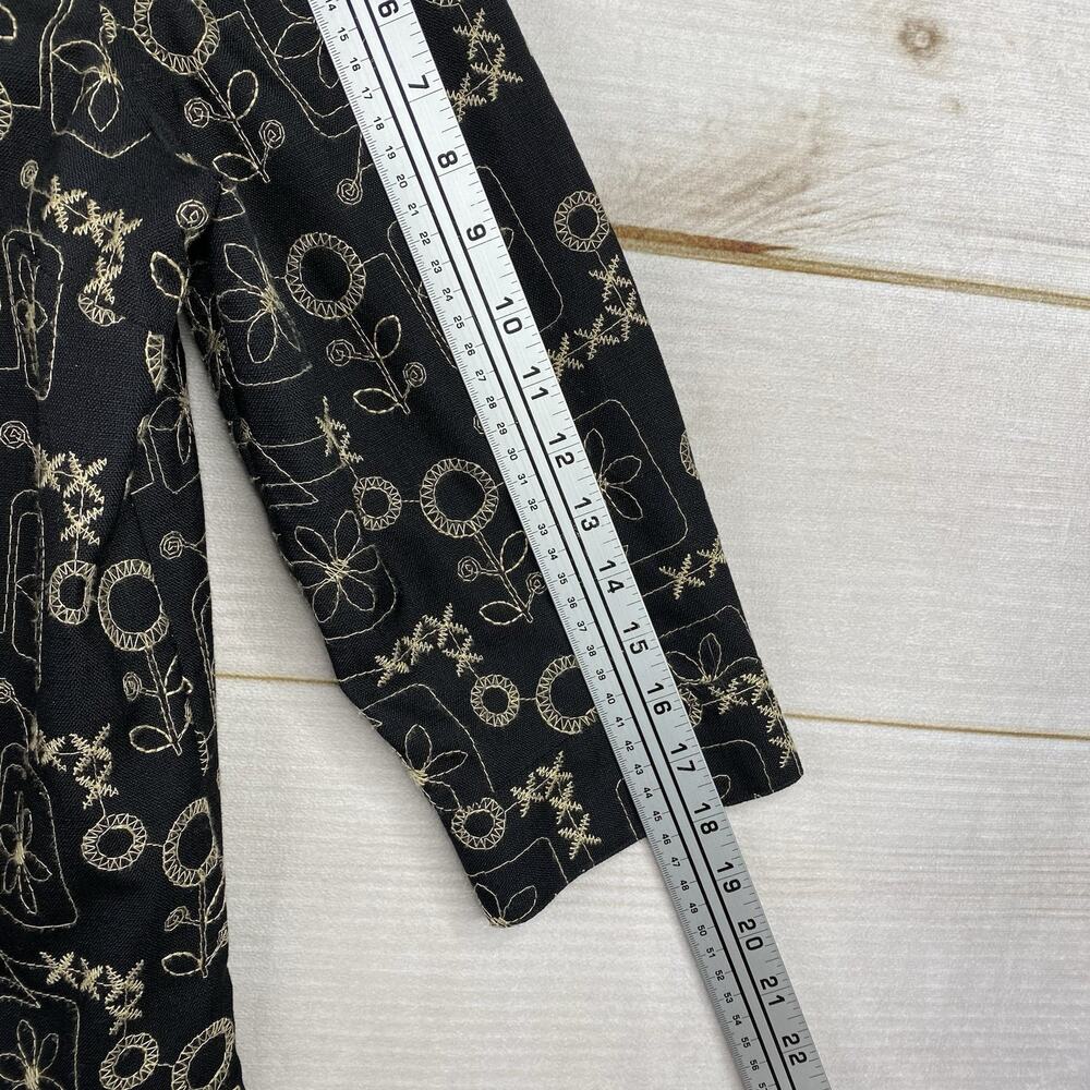 Alfred Dunner Womens Cardigan Jacket 12 Petite Black Embroidered Button Up - Picture 5 of 12